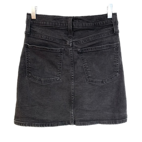 Madewell Washed Black Denim Mini Skirt Womens Size 26 High Rise Button Front - Picture 2 of 9